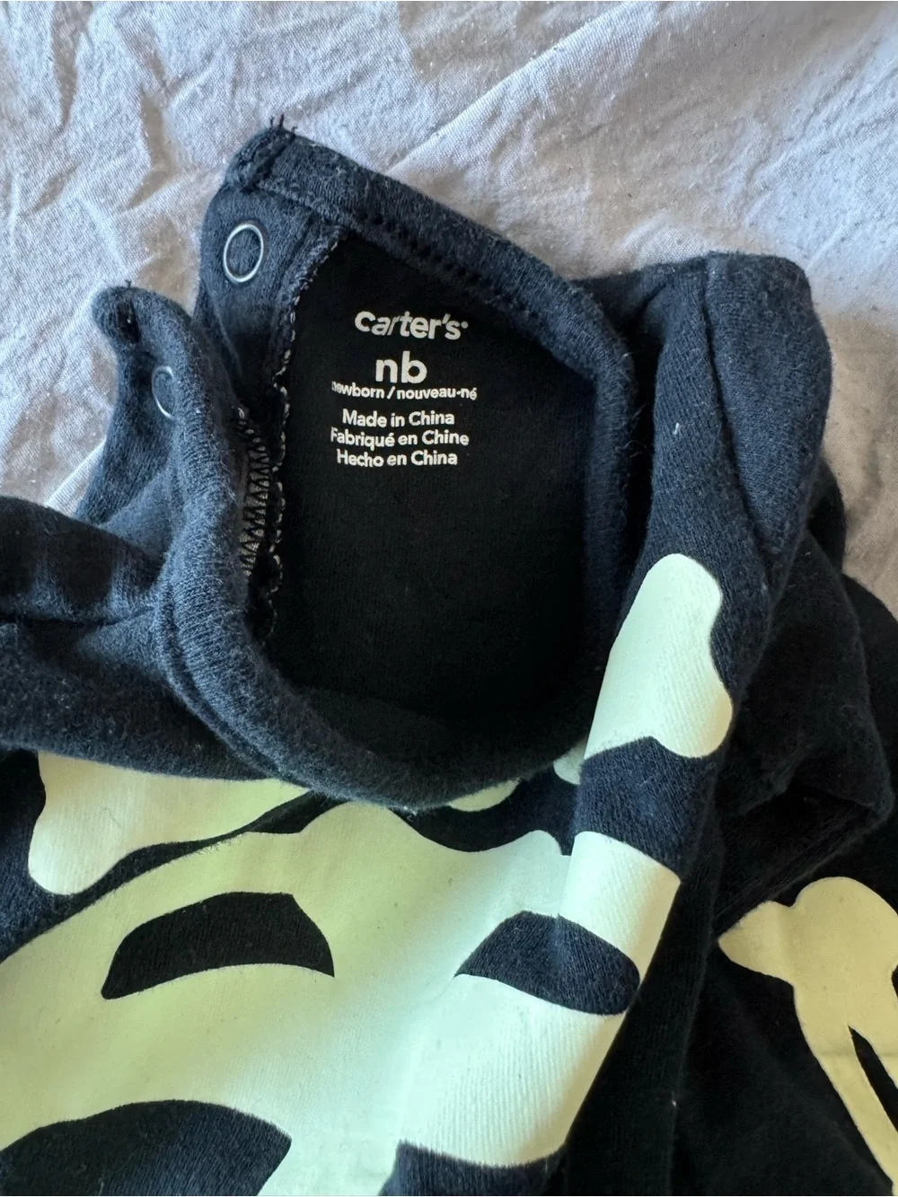 Carter's Black Footed One-Piece with Pale Glow Skeleton Print